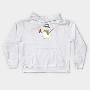 Snowman christmas in watercolor Kids Hoodie